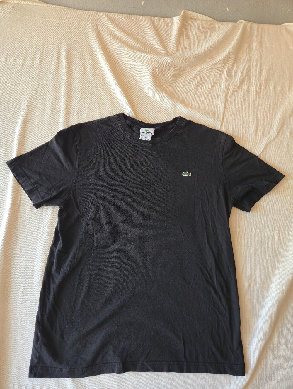 Lacoste Classic Black Cotton T-Shirt with Crocodile Logo size 5 Large